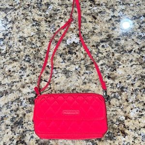 Red crossbody clutch
